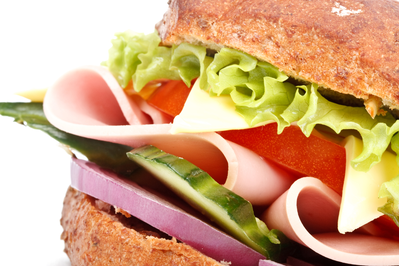 close up ham sandwich