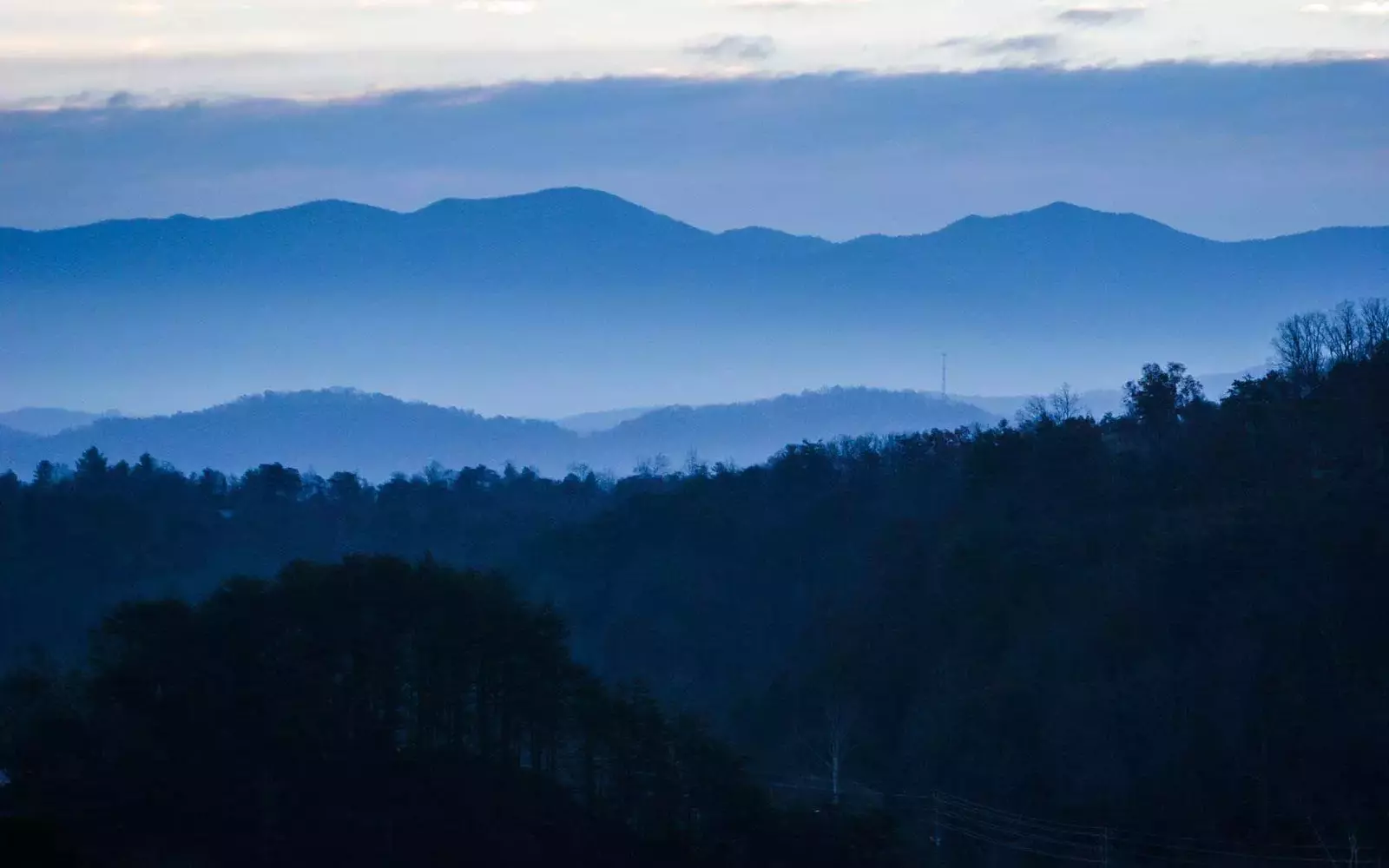 The Great Smoky Mountains with a blue haze.