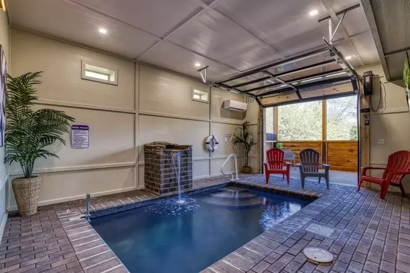 indoor pool at Pop's Perch cabin