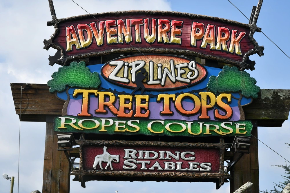 Adventure Park ziplines sign