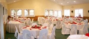 Tables and chairs arranged for a wedding in Pigeon Forge.