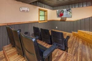 An awesome theater room in a cabin in Pigeon Forge.