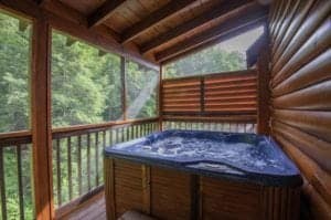 hot tub on deck of pigeon forge cabin