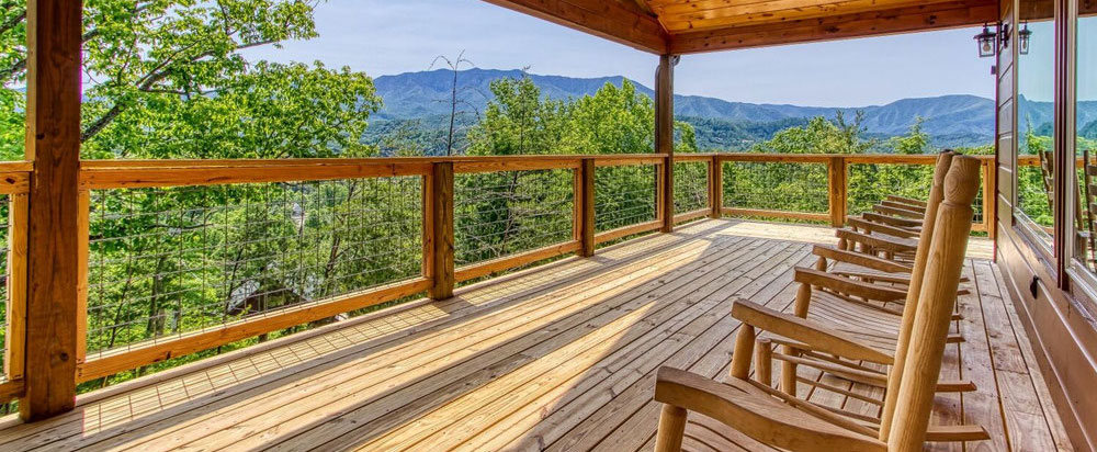 back deck of a cabin in the Smoky Mountains